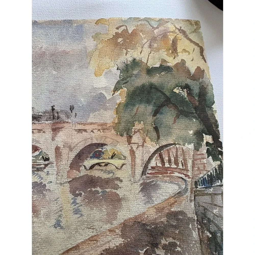 VTG Issued 1987 Watercolor Print Of Pont Neuf Signed L‎ Redstone 37 Architects